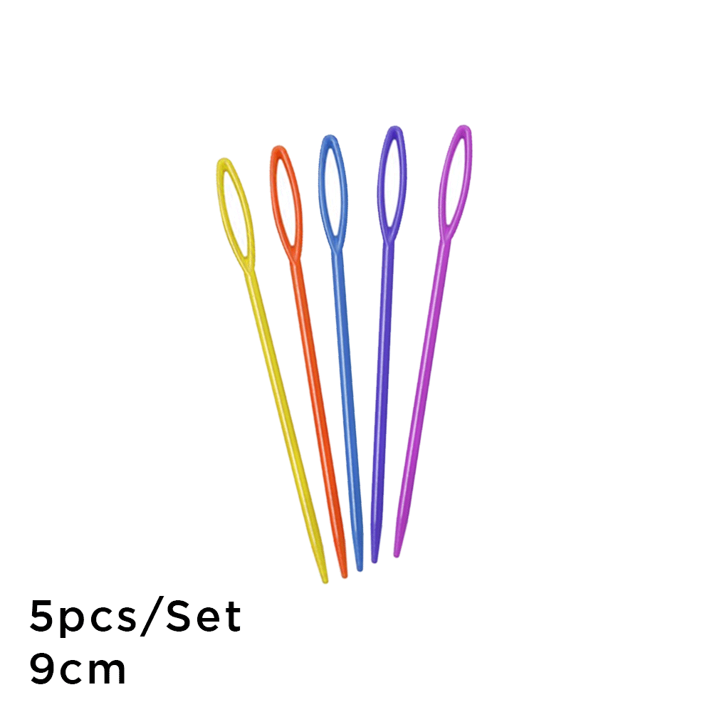5Pcs./Set Plastic Sewing Needles Large Eye Plastic Needle with 4 Size Yarn  Needles for DIY Sewing Handmade Crafts